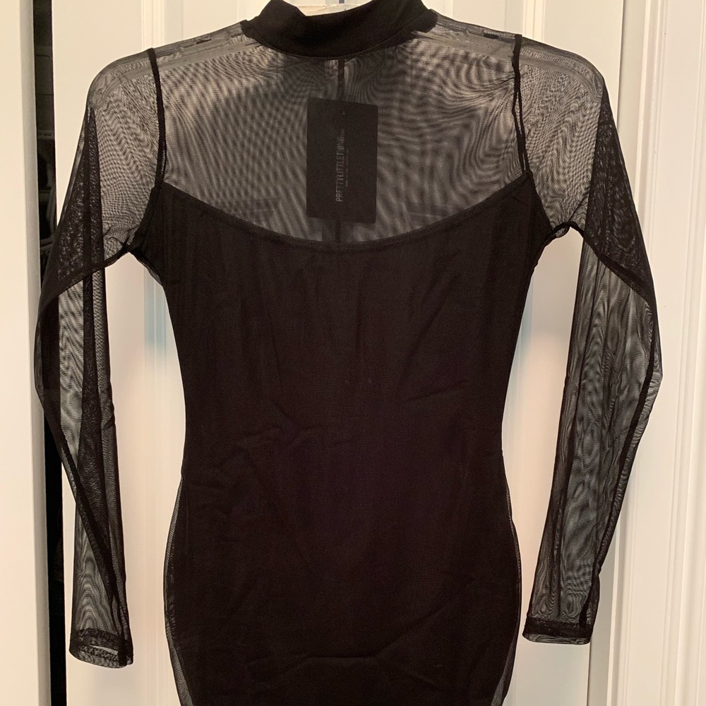 Black Mesh Bodycon Dress